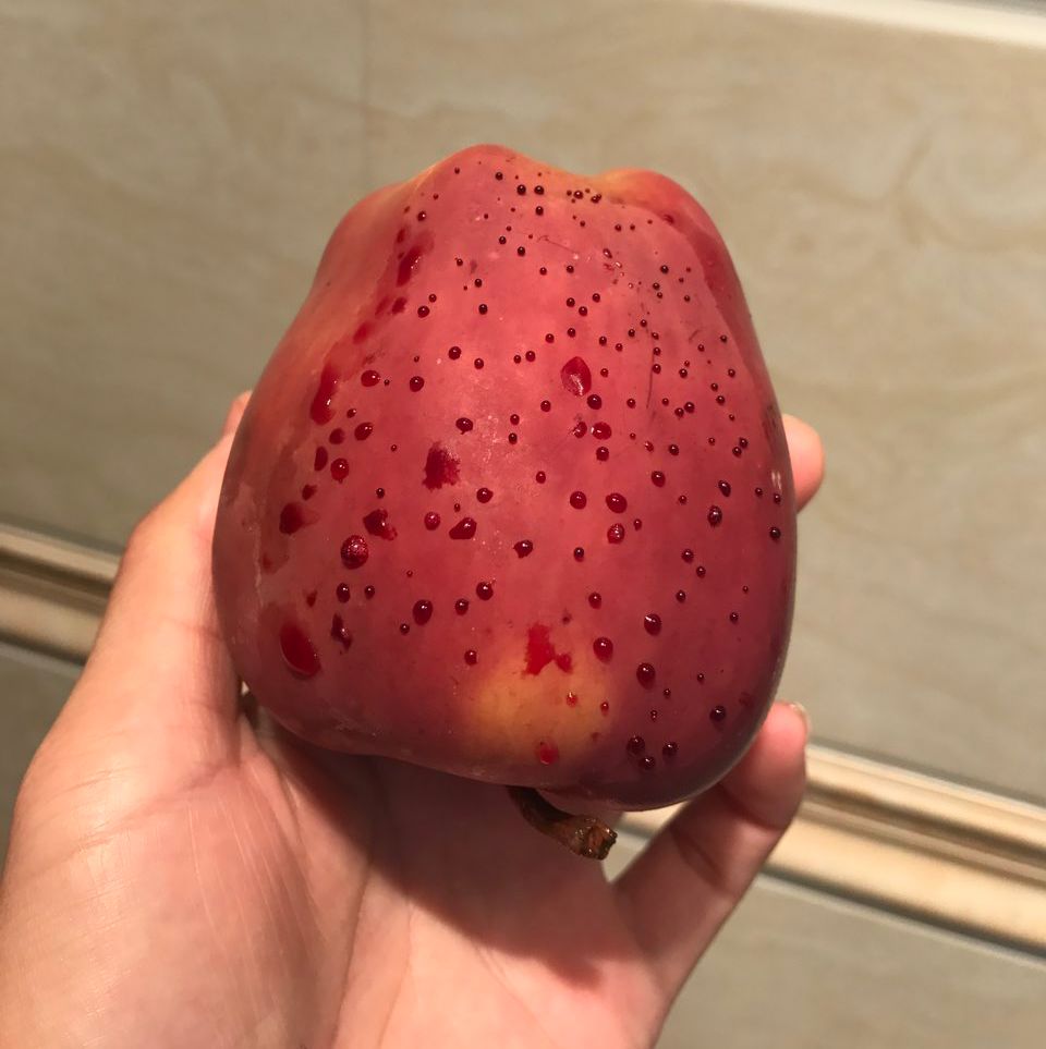 嚇懵！女子用熱水泡蘋果結(jié)果冒出血珠 咋回事？