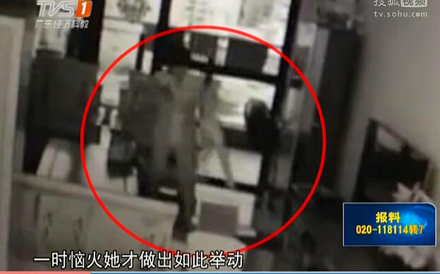 監(jiān)控：保姆粗魯甩飛女?huà)? title=